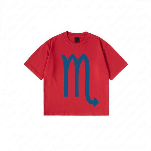Scorpio zodiac t-shirt minimalist graphic tee with blue Scorpio symbol