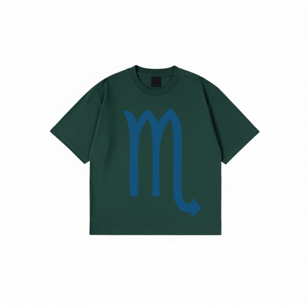 Scorpio zodiac t-shirt minimalist graphic tee with blue Scorpio symbol