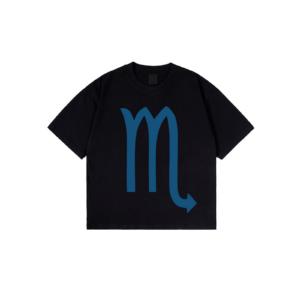 Scorpio zodiac t-shirt minimalist graphic tee with blue Scorpio symbol