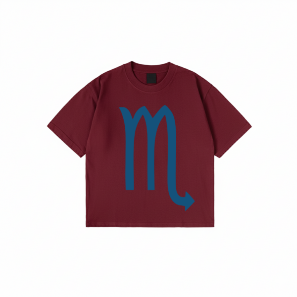 Scorpio zodiac t-shirt minimalist graphic tee with blue Scorpio symbol